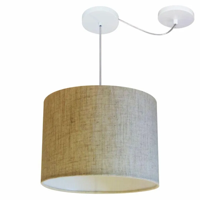 Pendente Cilíndrico Com Desvio Rustico Bege Mj-4227