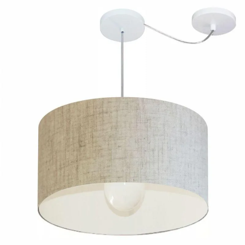 Pendente Cilíndrico Com Desvio Rustico Bege Mj-4231