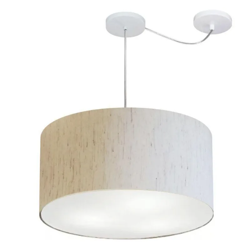 Pendente Cilíndrico Com Desvio Linho Bege Mj-4236