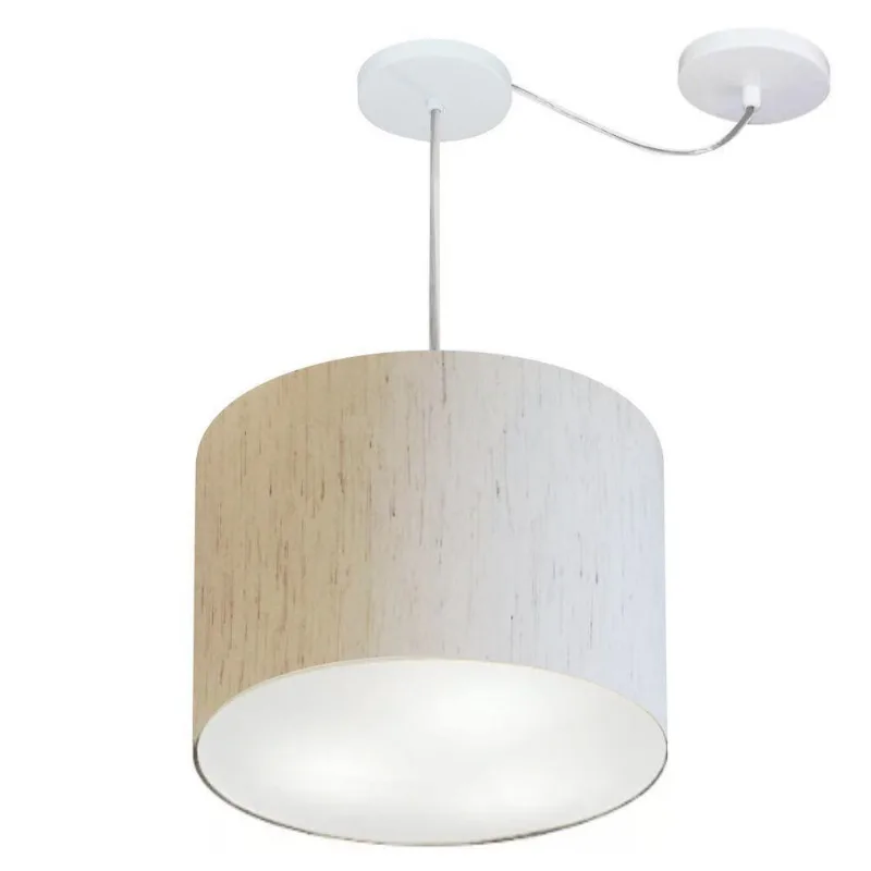 Pendente Cilíndrico Com Desvio Linho Bege Mj-4237
