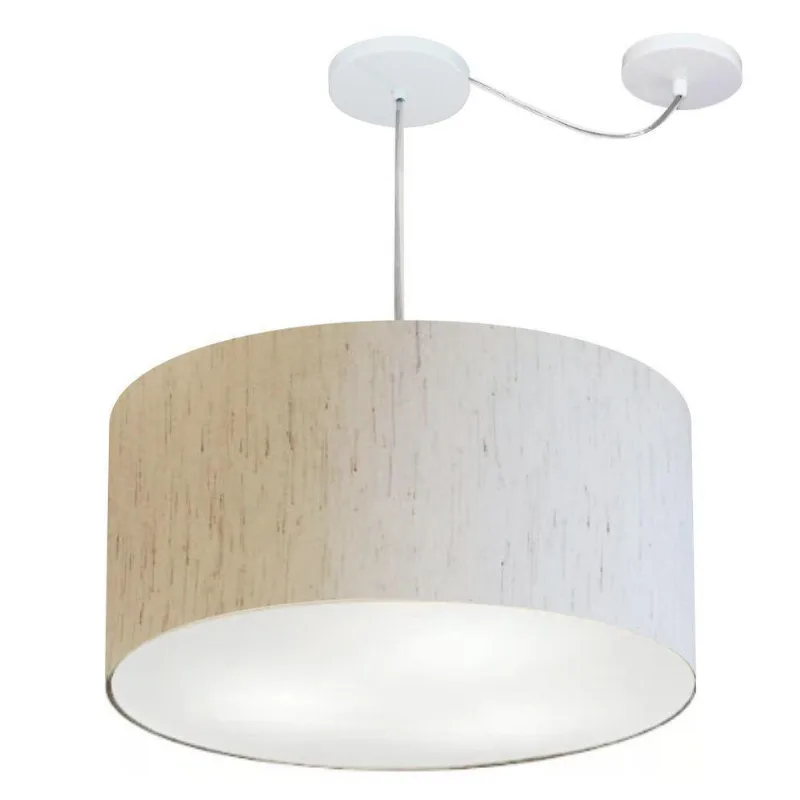Pendente Cilíndrico Com Desvio Linho Bege Mj-4253