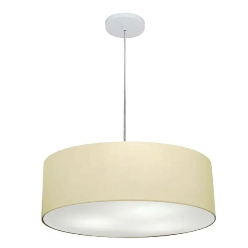 Pendente Cilíndrico Bege Mj-4254 Para Mesa De Jantar E Estar