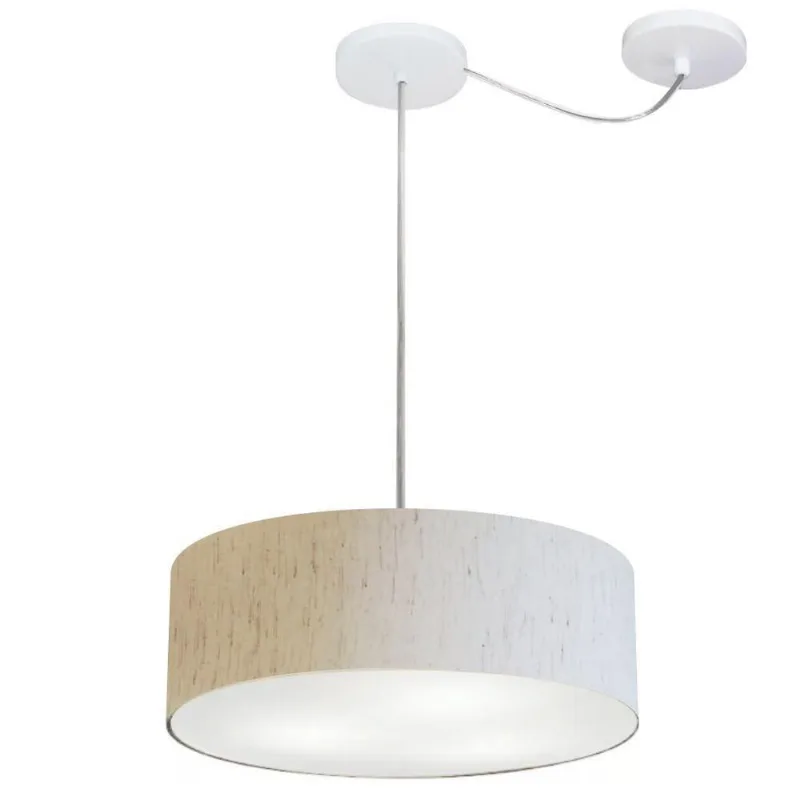 Pendente Cilíndrico Com Desvio Linho Bege Mj-4255