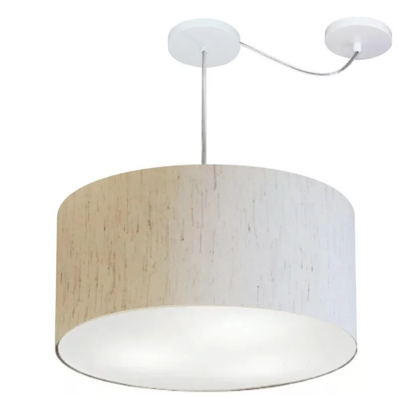 Pendente Cilíndrico Com Desvio Linho Bege Mj-4261