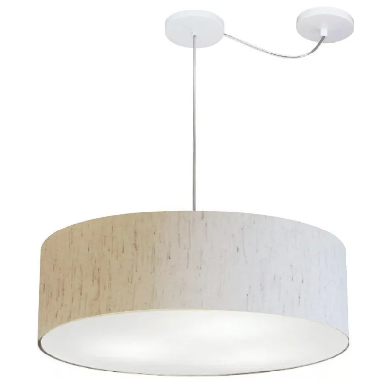 Pendente Cilíndrico Com Desvio Linho Bege Mj-4262