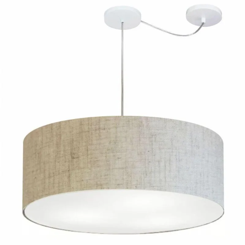 Pendente Cilíndrico Com Desvio Rustico Bege Mj-4266
