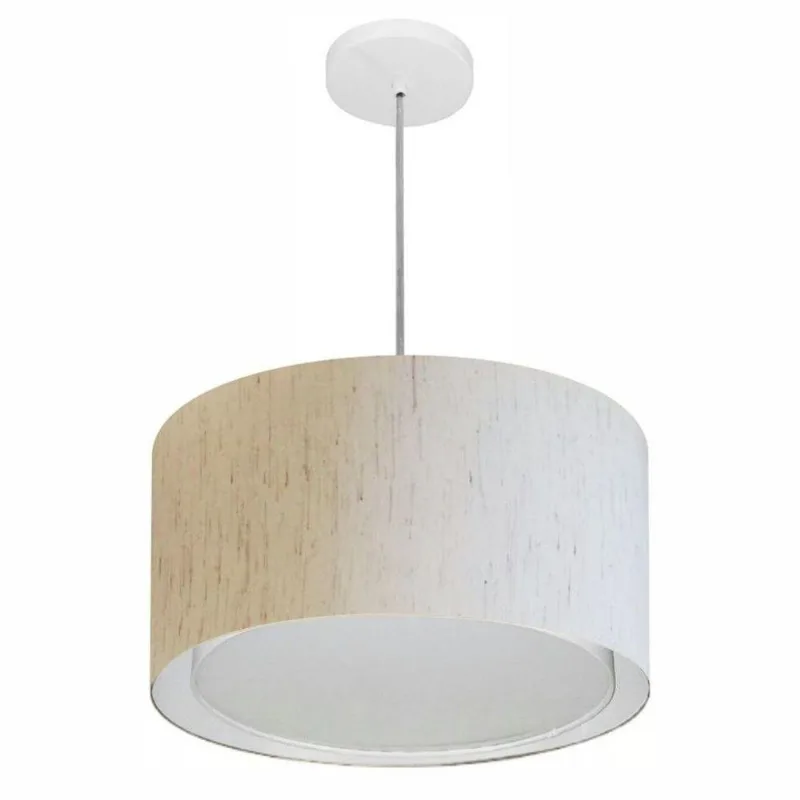 Pendente Cilíndrico Linho Bege Mj-4290