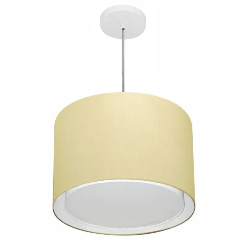 Pendente Cilíndrico Bege Mj-4292 Para Mesa De Jantar E Estar