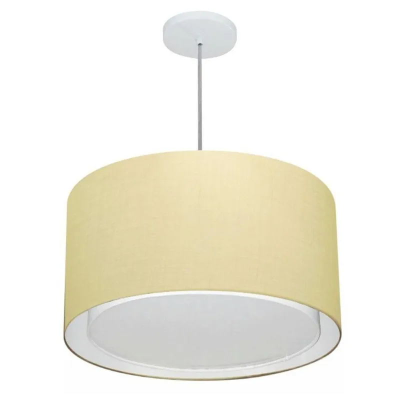 Pendente Cilíndrico Bege Mj-4293 Para Mesa De Jantar E Estar