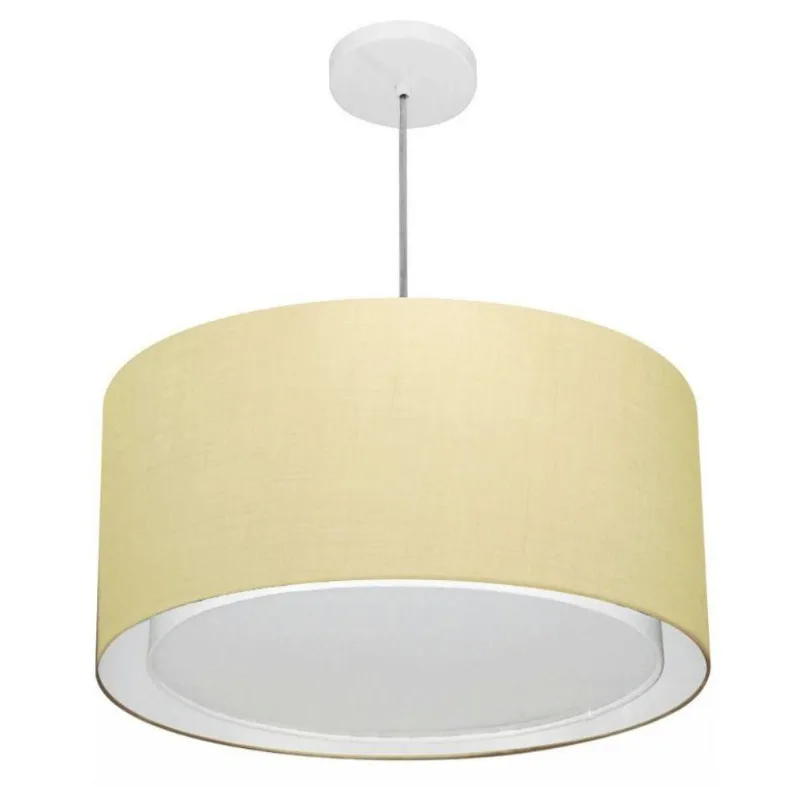 Pendente Cilíndrico Bege Mj-4295 Para Mesa De Jantar E Estar