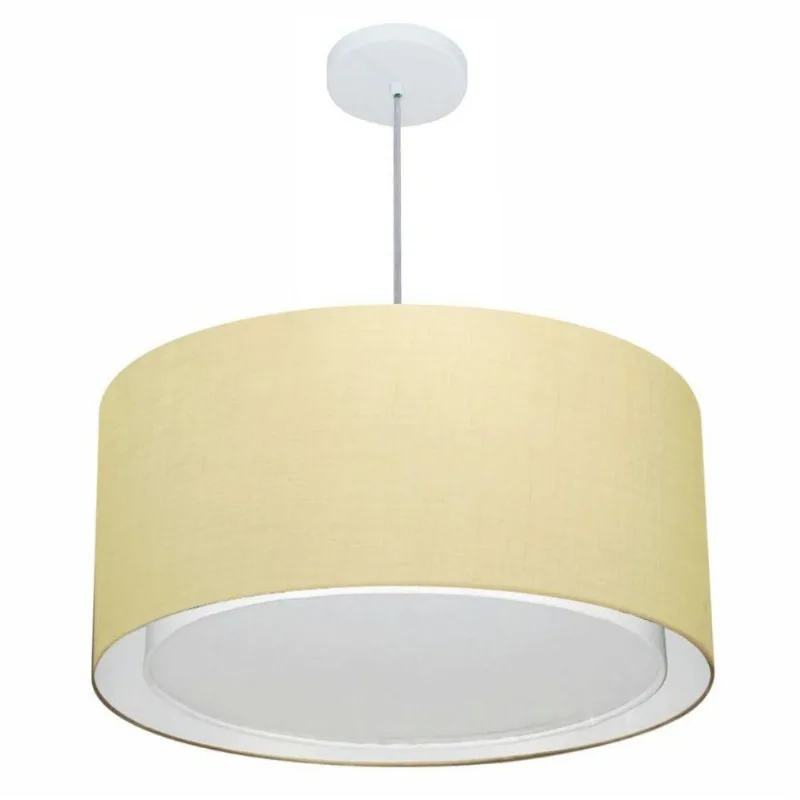 Pendente Cilíndrico Bege Mj-4296 Para Mesa De Jantar E Estar