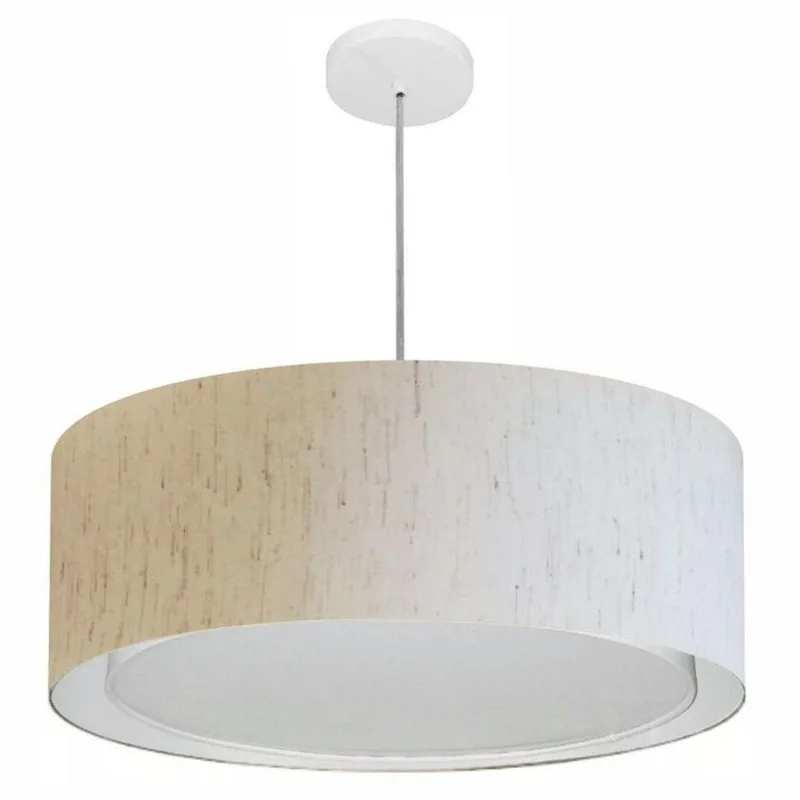 Pendente Cilíndrico Linho Bege Mj-4297