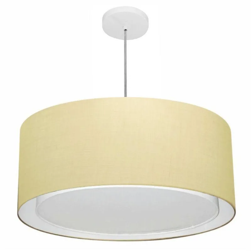 Pendente Cilíndrico Bege Mj-4298 Para Mesa De Jantar E Estar