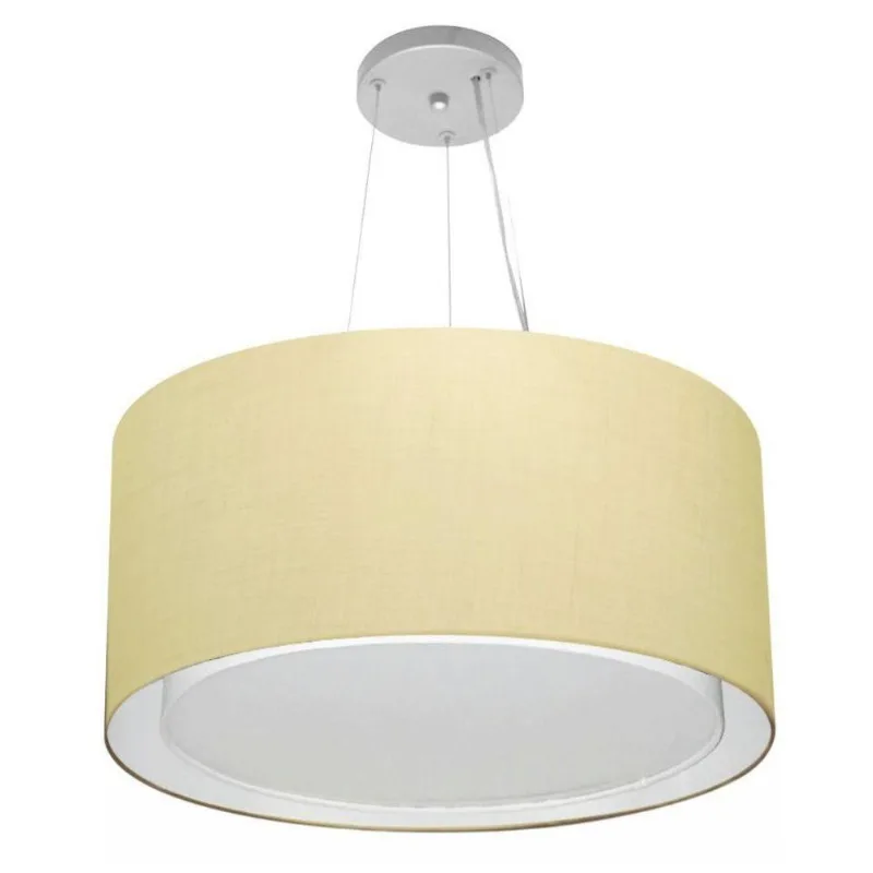 Pendente Cilíndrico Bege Mj-4300 Para Mesa De Jantar E Estar
