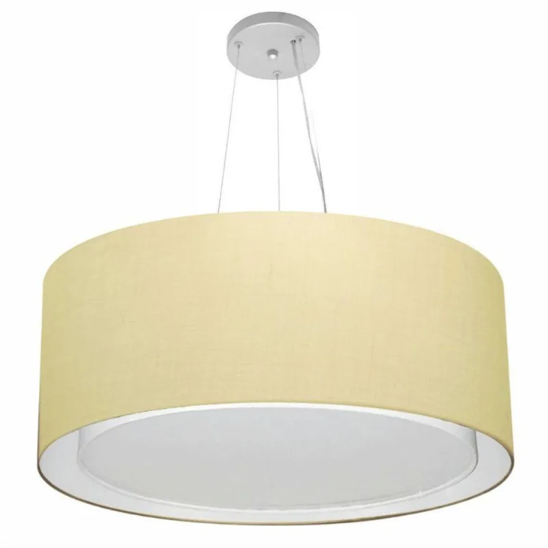 Pendente Cilíndrico Bege Mj-4302 Para Mesa De Jantar E Estar