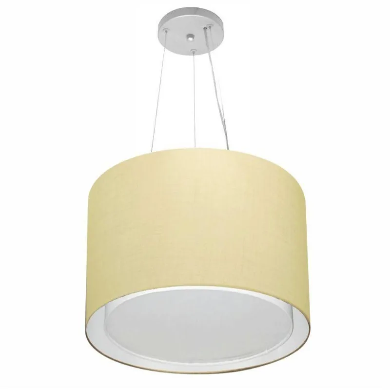 Pendente Cilíndrico Bege Mj-4304 Para Mesa De Jantar E Estar
