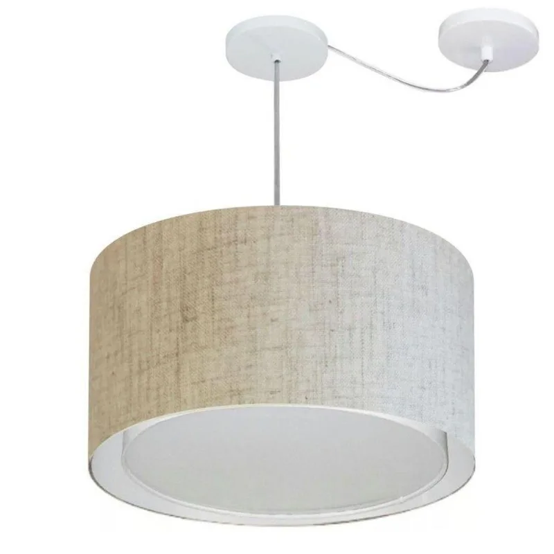 Pendente Cilíndrico Com Desvio Rustico Bege Mj-4307