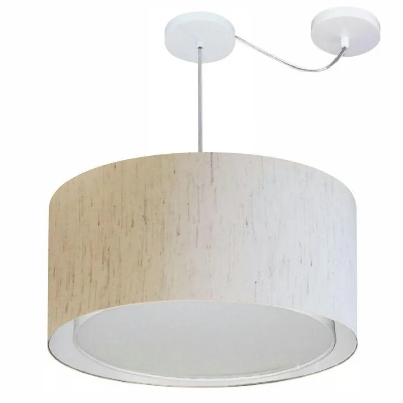 Pendente Cilíndrico Com Desvio Linho Bege Mj-4309
