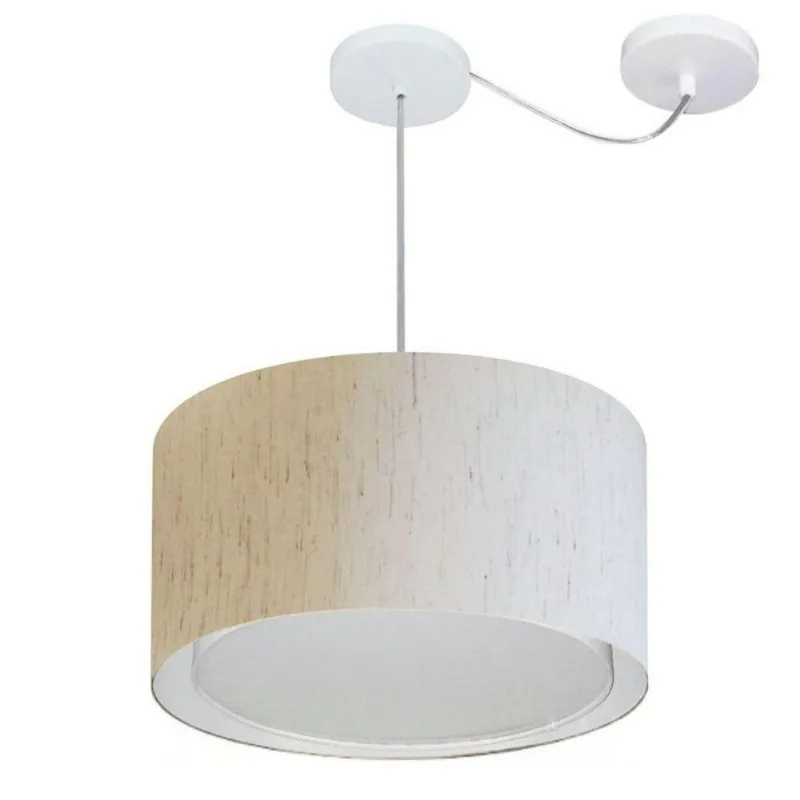 Pendente Cilíndrico Com Desvio Linho Bege Mj-4310