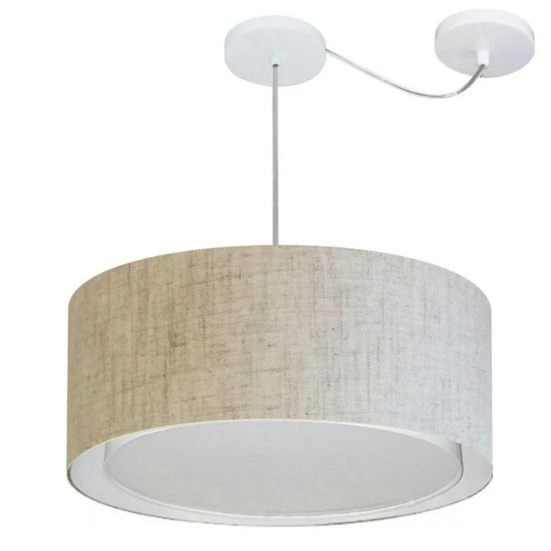Pendente Cilíndrico Com Desvio Rustico Bege Mj-4314