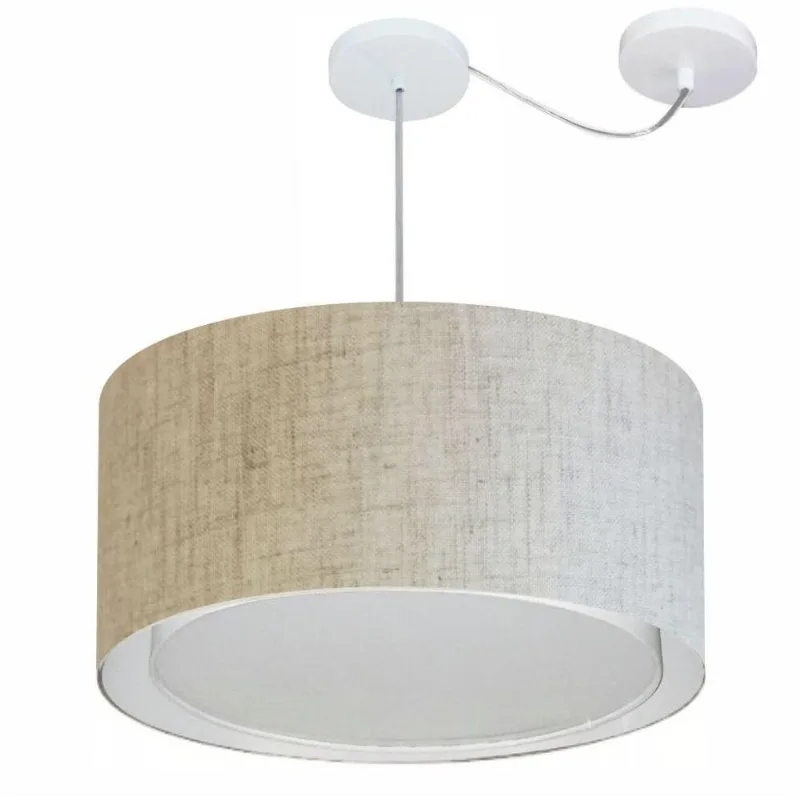 Pendente Cilíndrico Com Desvio Rustico Bege Mj-4316