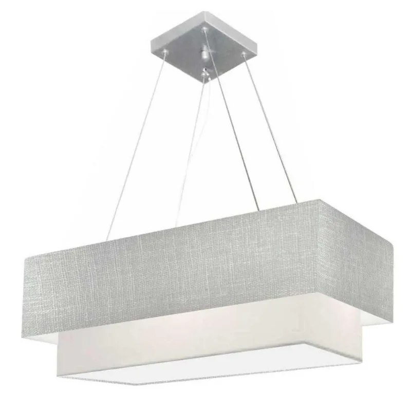 Pendente Retangular Rustico Cinza E Branco Mj-4321 - Vivare Brasil Iluminação
