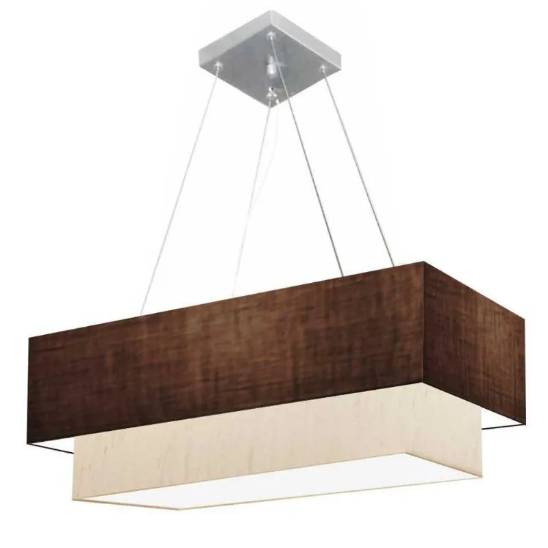 Pendente Retangular Café E Linho Bege Mj-4321 - Vivare Brasil Iluminação