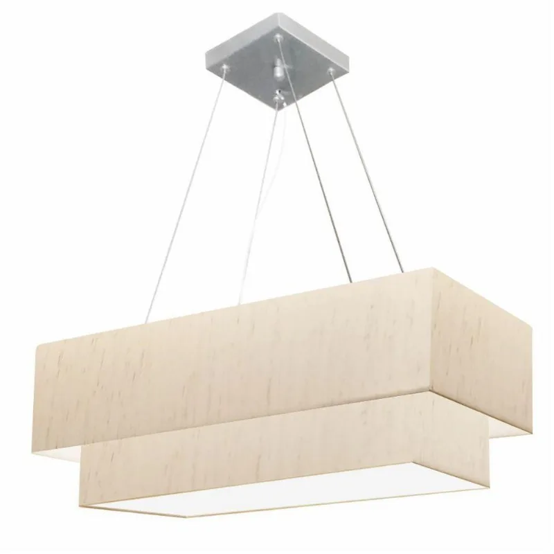Pendente Retangular Linho Bege Mj-4321 - Vivare Brasil Iluminação