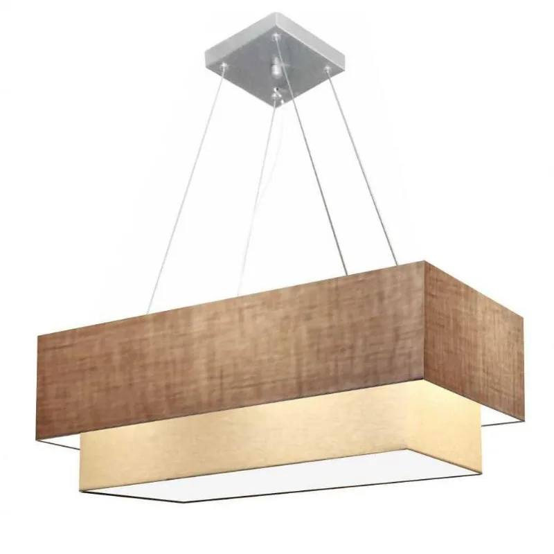 Pendente Retangular Palha E Bege Mj-4321 - Vivare Brasil Iluminação