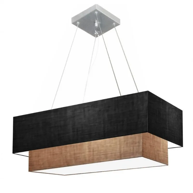 Pendente Retangular Preto E Palha Mj-4321 - Vivare Brasil Iluminação