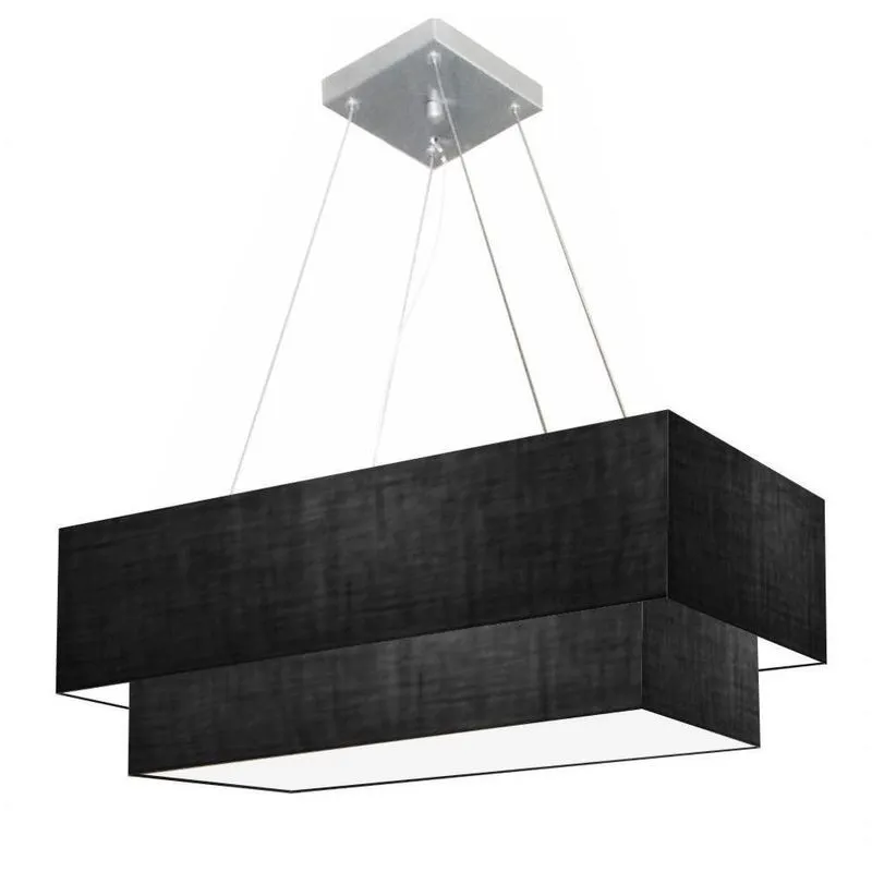 Pendente Retangular Preto Mj-4321 Para Mesa De Jantar