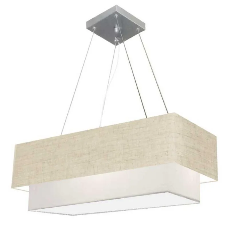 Pendente Retangular Rustico Bege E Branco Mj-4321 - Vivare Brasil Iluminação