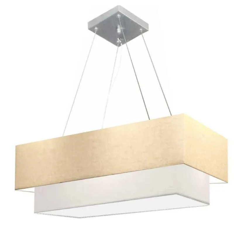 Pendente Retangular Bege E Branco Mj-4322 - Vivare Brasil Iluminação