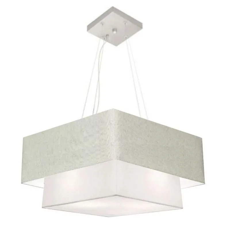 Pendente Quadrado Rustico Cinza E Branco Mj-4344