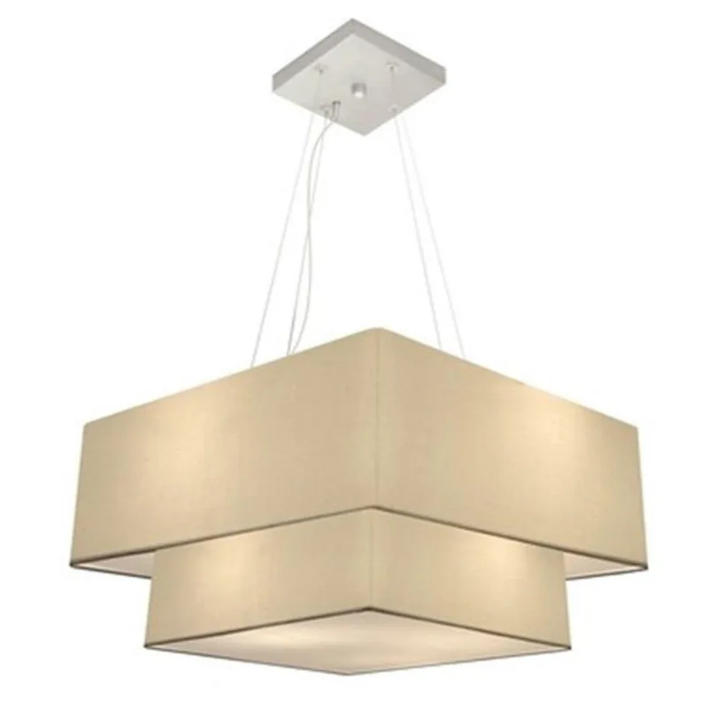 Pendente Quadrado Bege Mj-4344 Para Mesa De Jantar E Estar