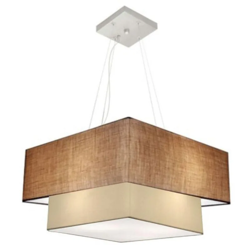 Pendente Quadrado Palha E Bege Mj-4344 - Vivare Brasil Iluminação