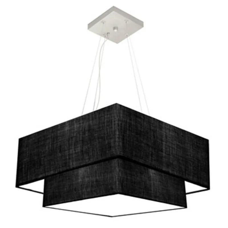 Pendente Quadrado Preto Mj-4344 Para Mesa De Jantar E Estar - Vivare Brasil Iluminação