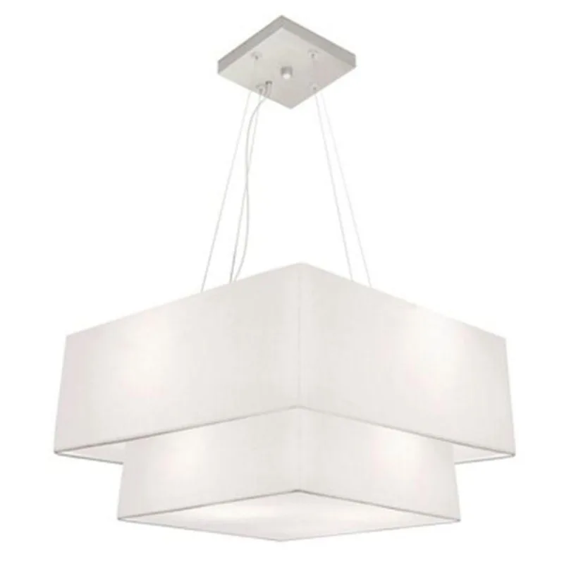 Pendente Quadrado Branco Mj-4345 Para Mesa De Jantar E Estar