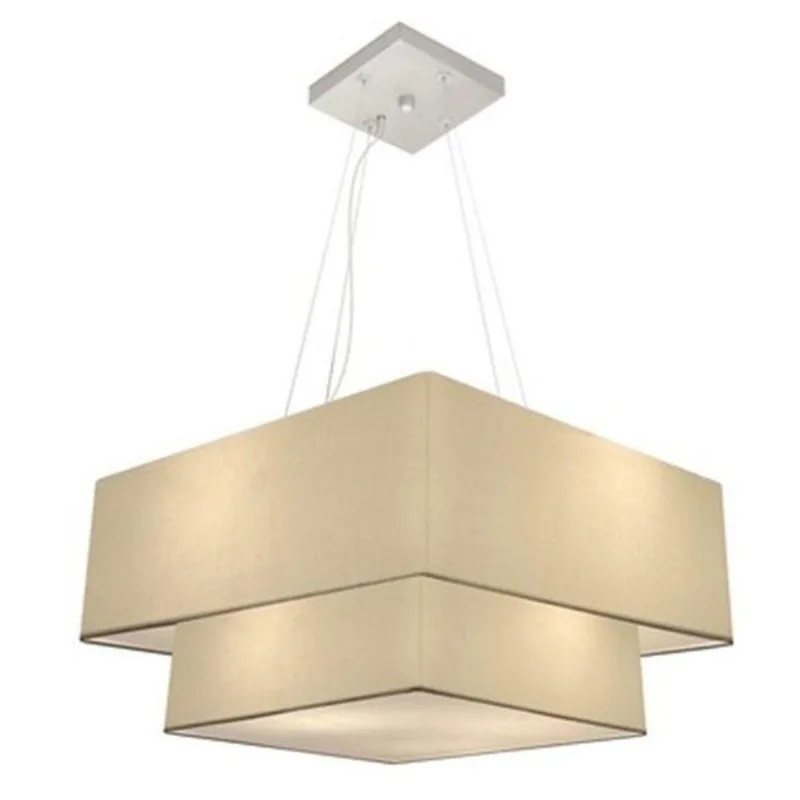 Pendente Quadrado Bege E Bege Mj-4345 Para Mesa De Jantar