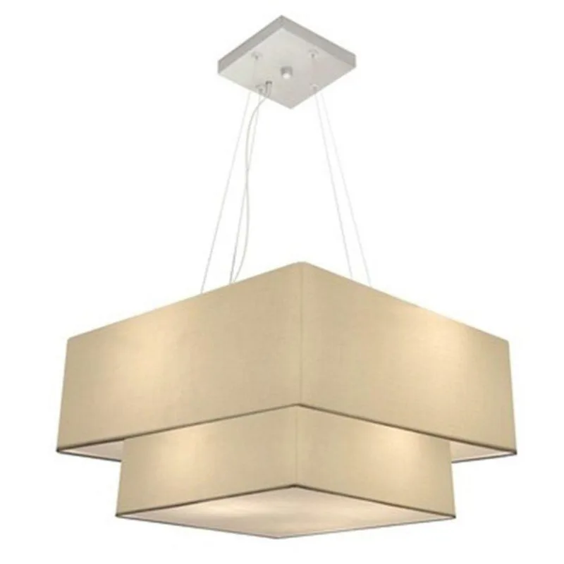 Pendente Quadrado Bege Mj-4346 Para Mesa De Jantar