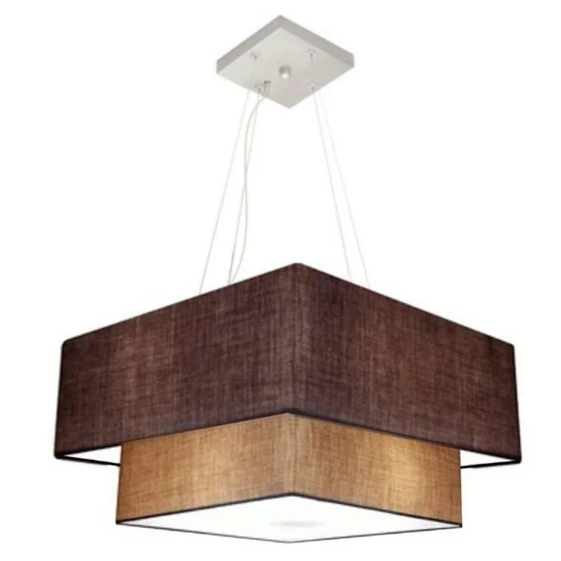 Pendente Quadrado Café E Palha Mj-4346 - Vivare Brasil Iluminação