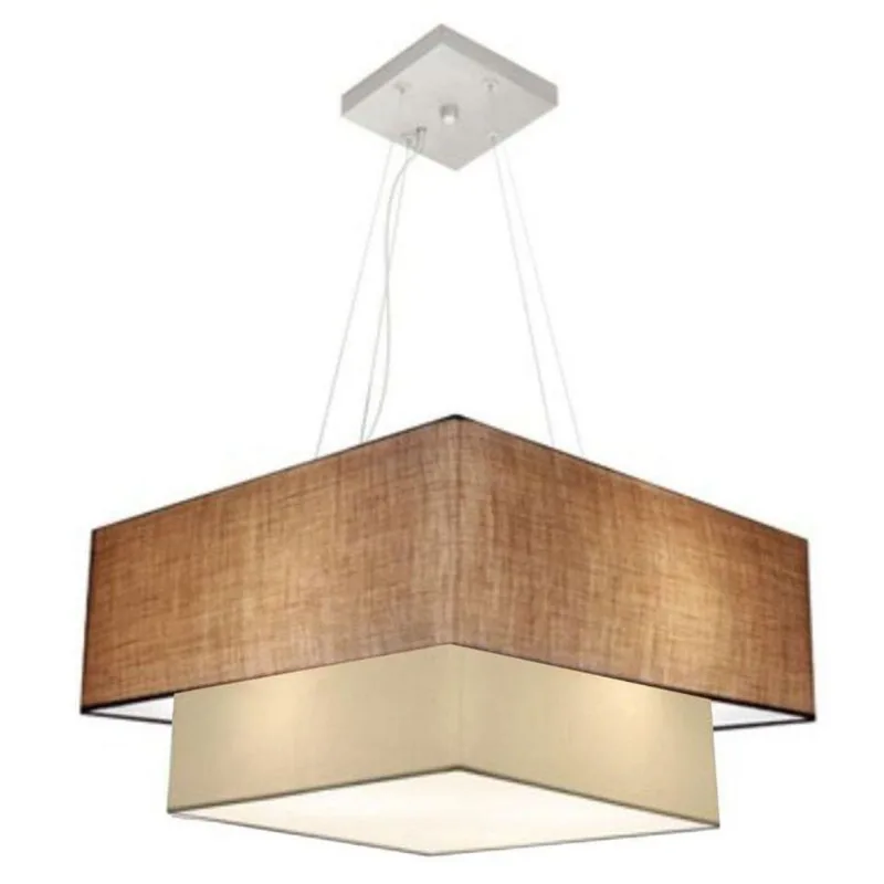 Pendente Quadrado Palha E Bege Mj-4347 - Vivare Brasil Iluminação