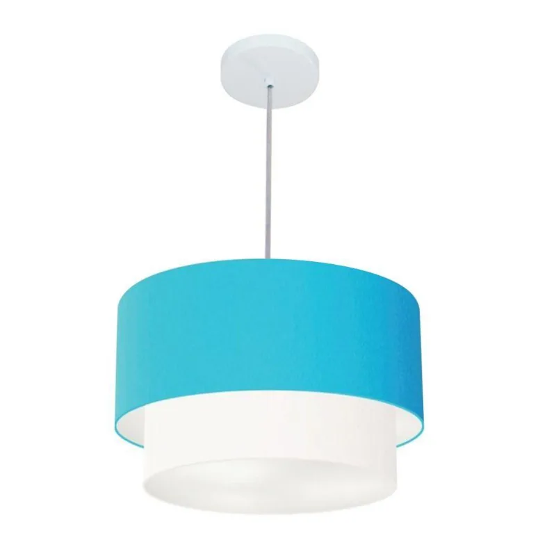 Pendente Cilíndrico Azul Turquesa E Branco Mj-4350