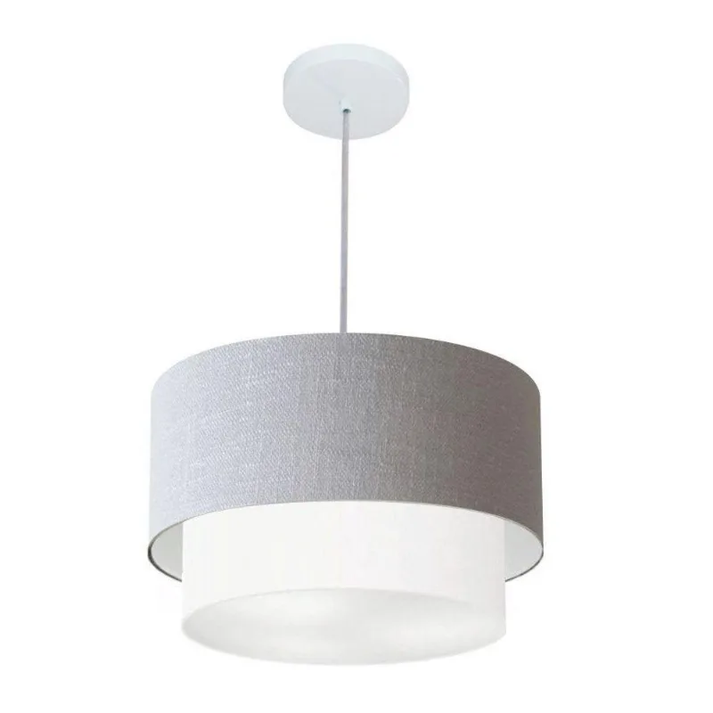 Pendente Cilíndrico Rustico Cinza E Branco Mj-4350