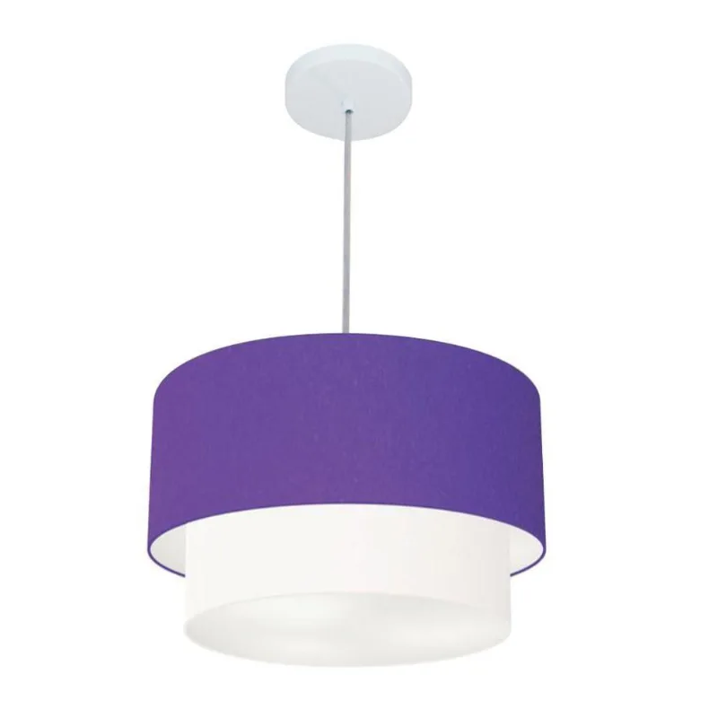 Pendente Cilíndrico Roxo E Branco Mj-4350