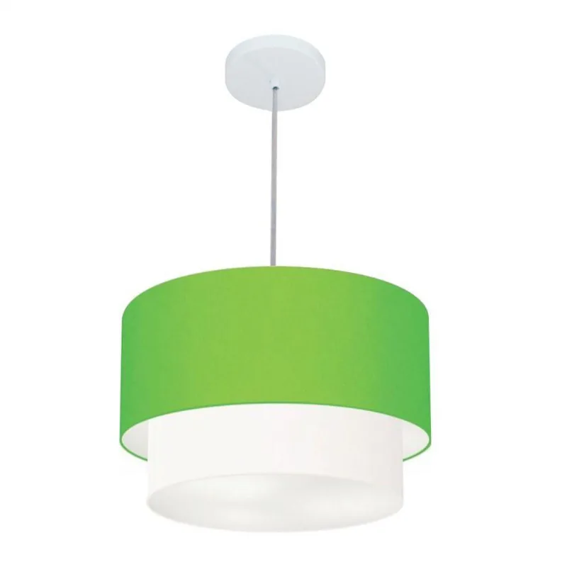Pendente Cilíndrico Verde Limão E Branco Mj-4350