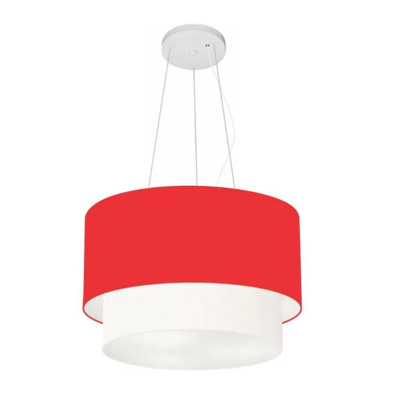Pendente Cilíndrico Vermelho E Branco Mj-4350