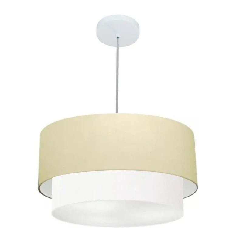 Pendente Cilíndrico Bege E Branco Mj-4351