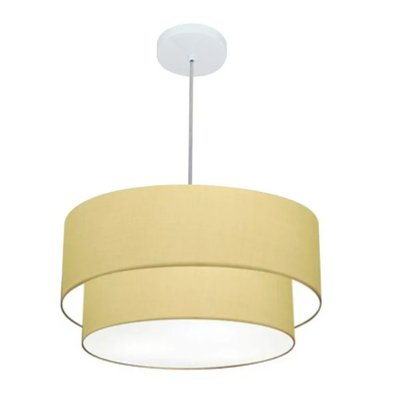 Pendente Cilíndrico Bege Mj-4351 Para Mesa De Jantar