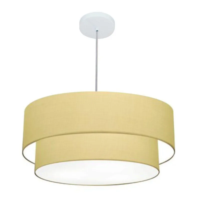 Pendente Cilíndrico Bege Mj-4352 Para Mesa De Jantar
